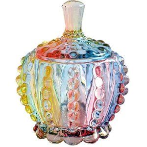 Free People 7oz Crystal Clear Glass Royal Embossed Apothecary Jar With Lids